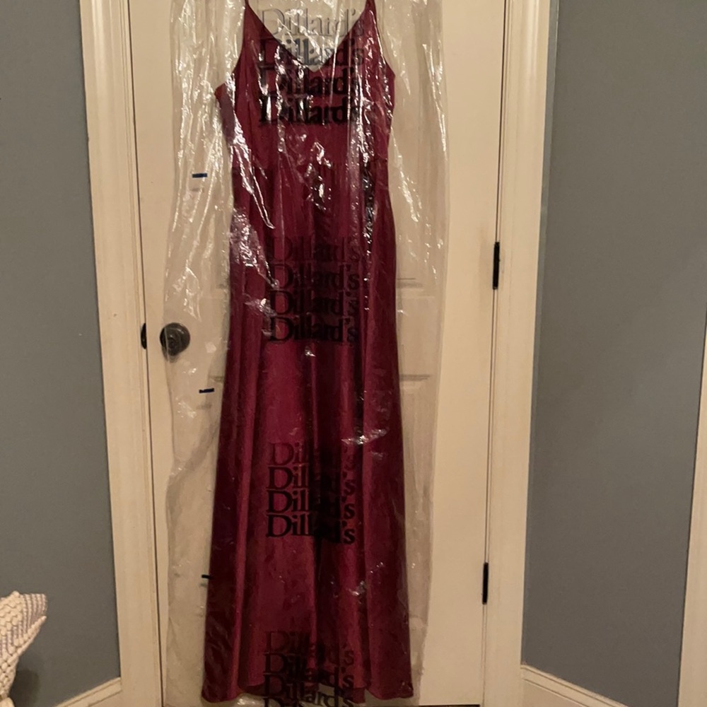 Prom or formal dress. Maroon.